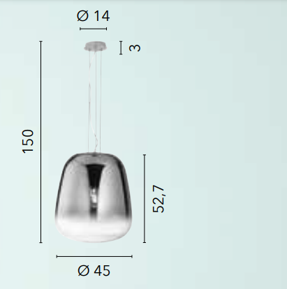 Sospensione vetro soffiato cromato sfumato struttura in metallo cromo 1XE27 non incl. SMOKE-S45