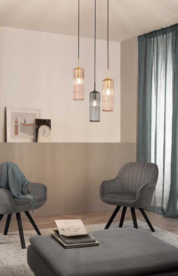 Sospensione in vetro grigio-ambra 1XE27 non incl. VENICE