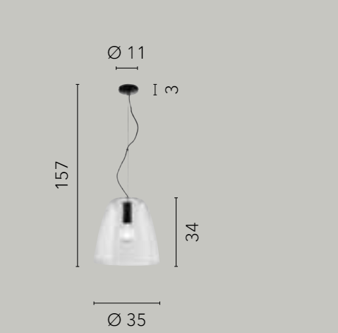 Sospensione in vetro trasparente struttura in metallo nero 1XE27 non incl. ARES