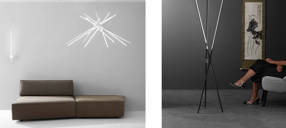 Sospensione LED bacchette in alluminio bianco-nero con diffusore opale 29W 3250LM 3000-4000°k SHANGHAI-S1