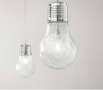 Sospensione LAMPADINA D.30 – Vetro Trasparente a Forma di Lampadina con Fili in Alluminio | 1xE27 | Stile Vintage