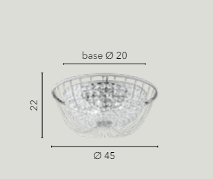 Plafoniera 4 luci in cristalli K9 metallo cromo D.45cm 4XE14 non incl. VIENNA