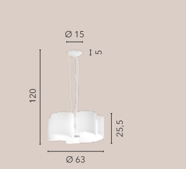 Sospensione 5 luci vetro curvo struttura in alluminio bianca 5XE27 non incl. IMAGINE-S5