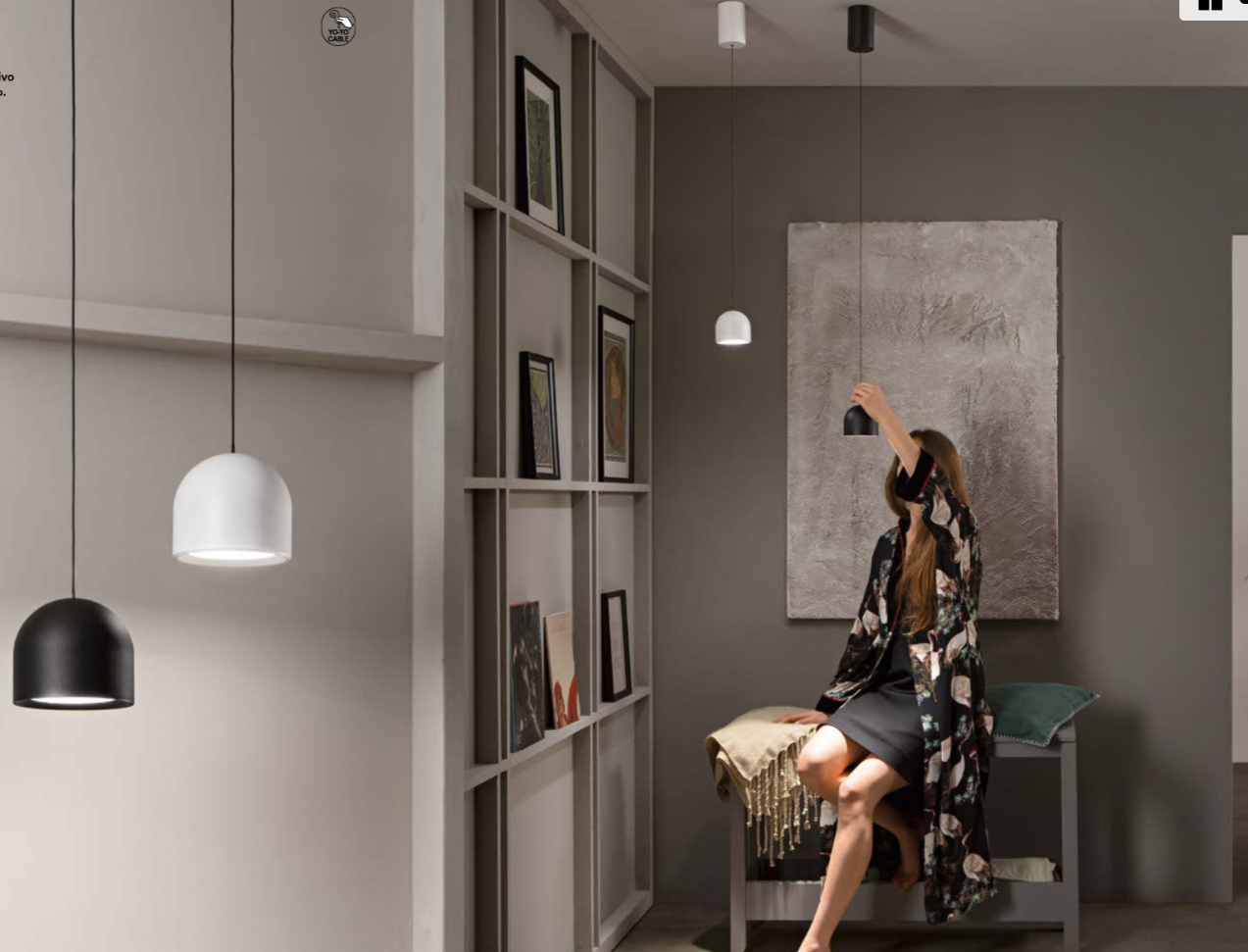 Sospensione LED cavo regolabile in metallo bianco-nero 6W 870LM luce calda 3000°k YOYO