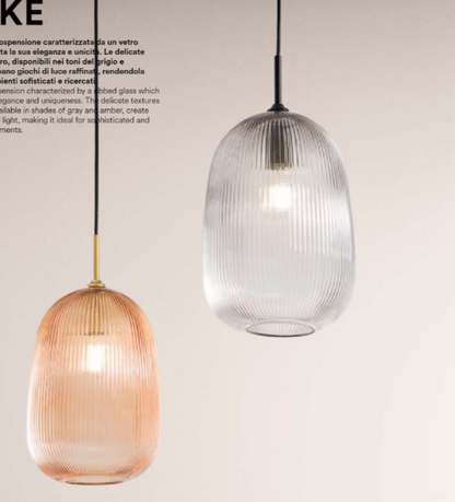 Lampa wisząca z ryflowanego szkła szaro-bursztynowego 1xE27 bez żarówki DUKE