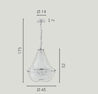 Sospensione 4 luci in cristalli K9 metallo oro D.45cm 4XE14 non incl. VIENNA