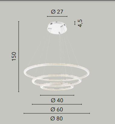 Sospensione LED in alluminio bianco impreziosita dal diffusore in acrilico diamantato 100W 11900LM 3000-4000°k BRYANT-S3