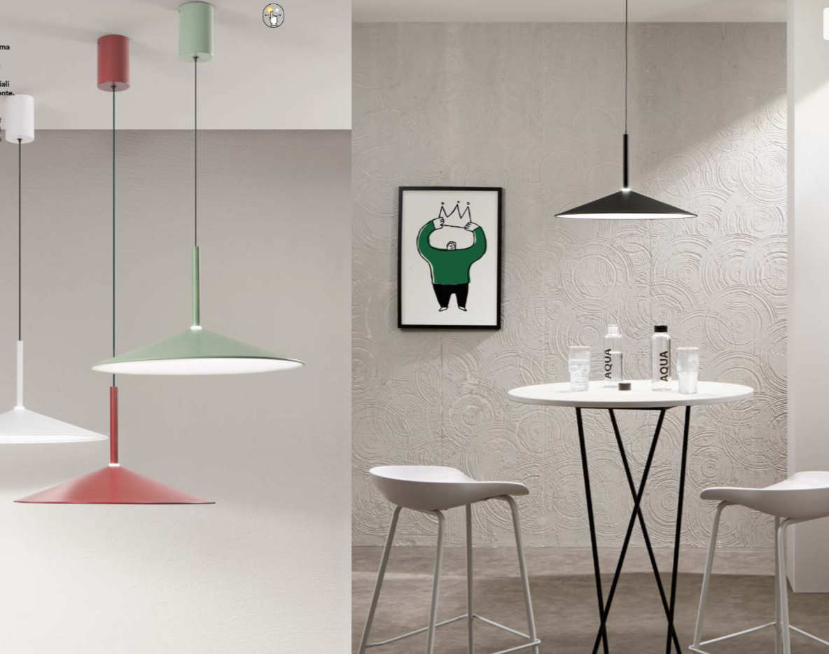 Sospensione LED conica in metallo bianco-nero-rosso-verde D.48cm 18W 2405LM CCT 3000-4000°k KHAN