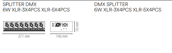 Rozdzielacz DMX 6W XLR-3X4szt XLR-5X4szt DMX-4