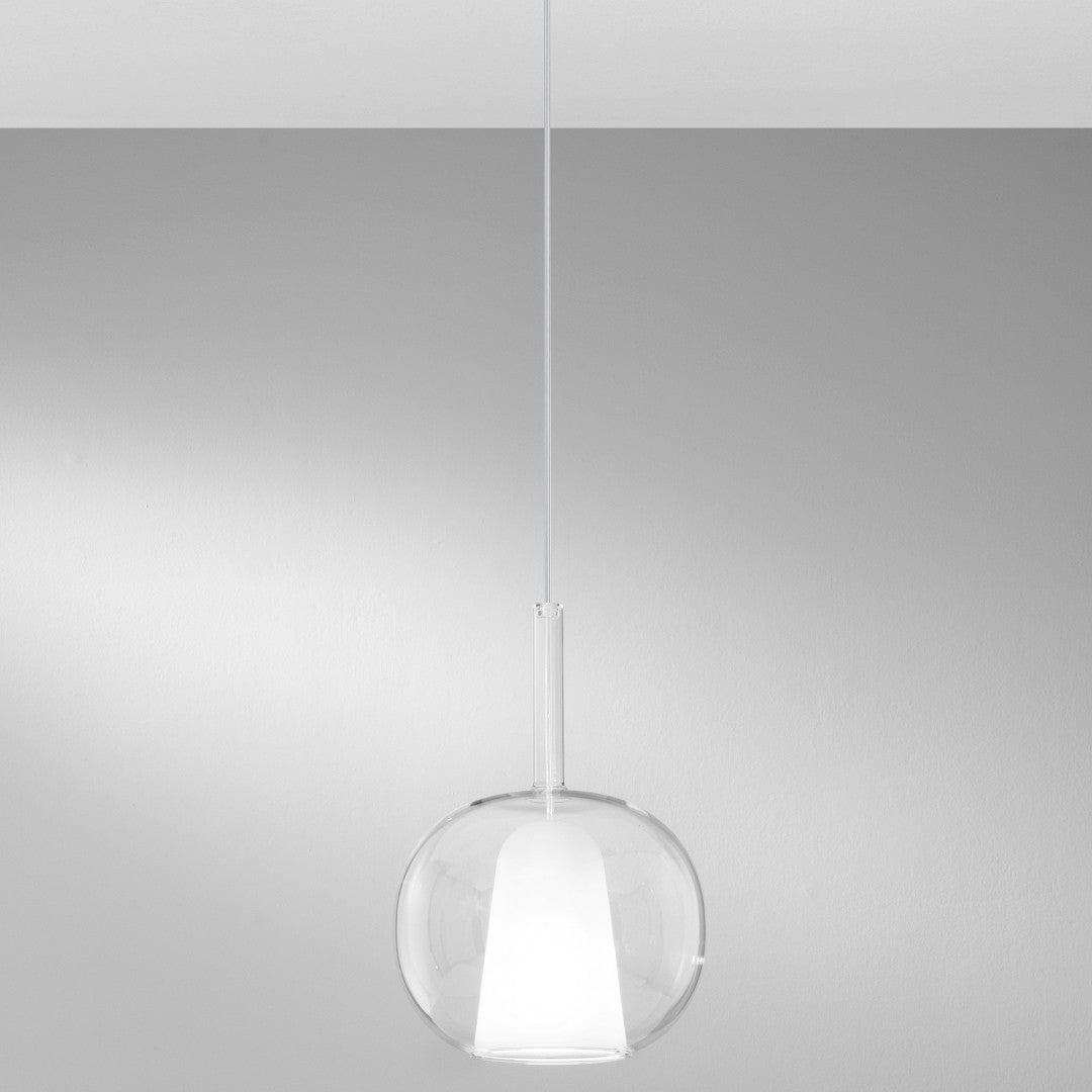 Lampa wisząca modułowa ze szkła dmuchanego, kula D.25cm 1xE27 bez żarówki. Pyrex