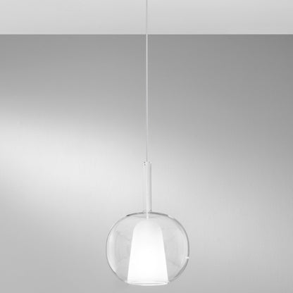 Lampa wisząca modułowa ze szkła dmuchanego, kula D.25cm 1xE27 bez żarówki. Pyrex