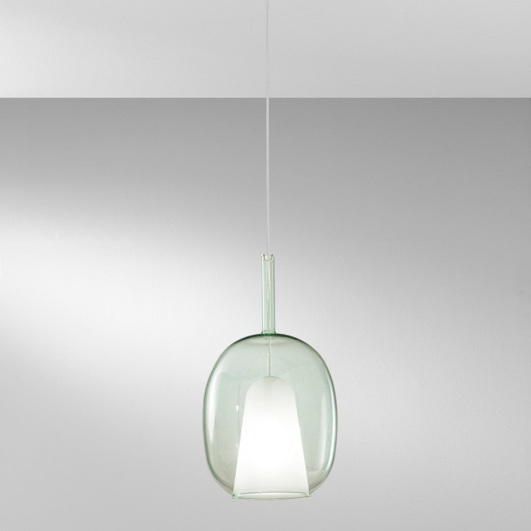 Lampa wisząca modułowa ze szkła dmuchanego owalna śr. 25cm 1xE27 bez żarówki Pirex