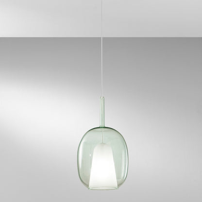Lampa wisząca modułowa ze szkła dmuchanego owalna śr. 25cm 1xE27 bez żarówki Pirex