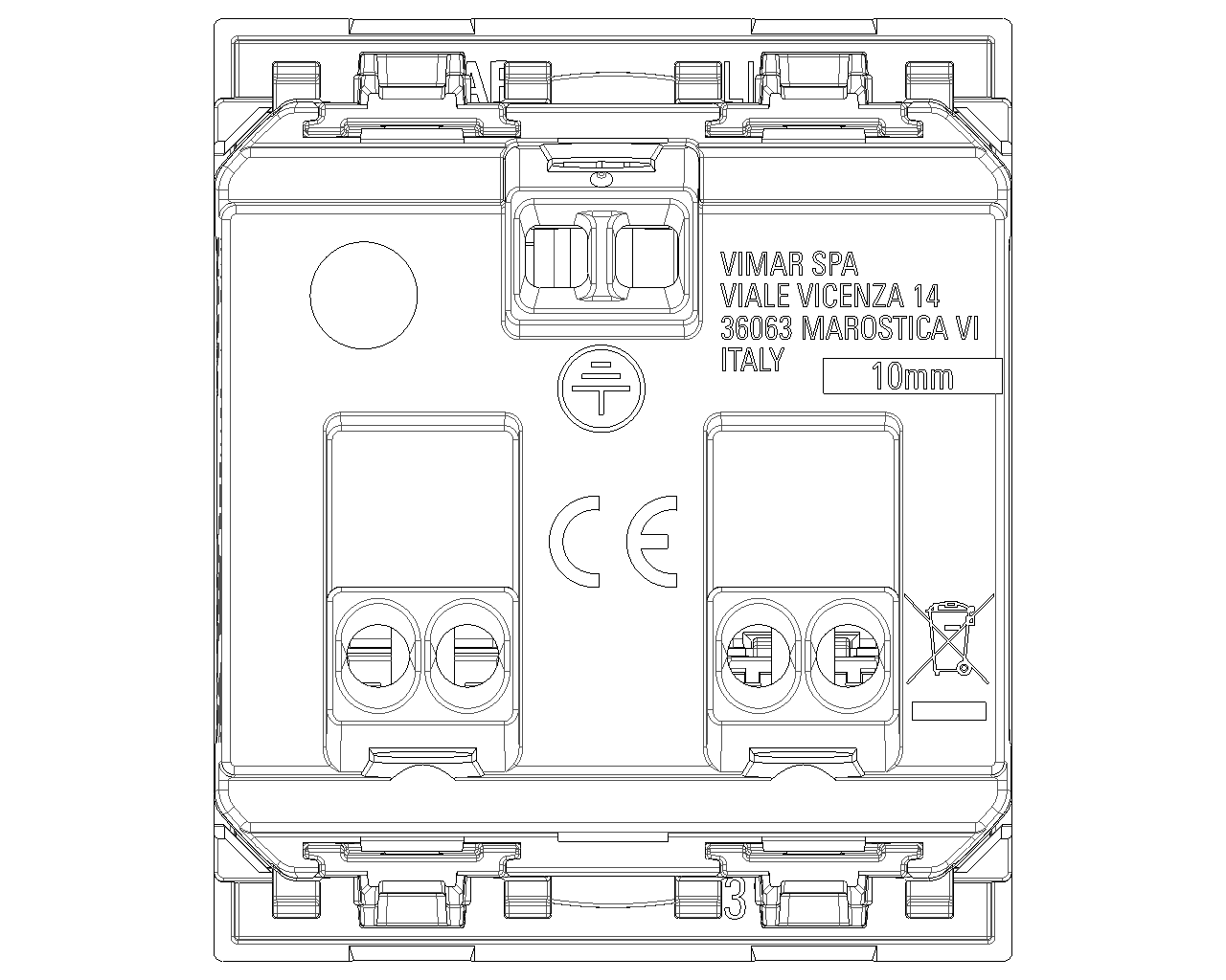 Presa SICURY 2P+T 16 A 250 V~ universale standard italiano P40, rosso - 2 moduli Vimar linea 30210.R