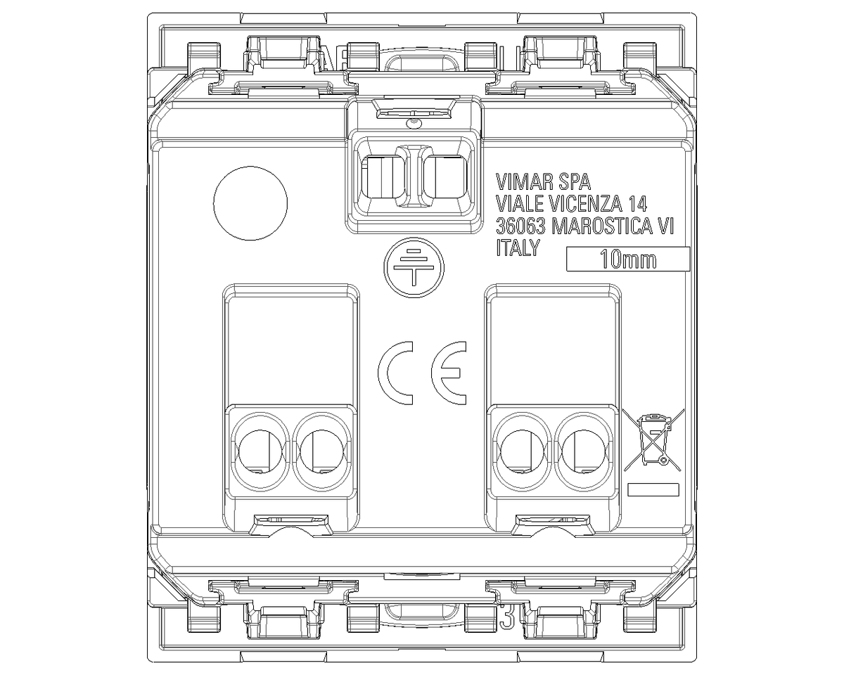 Gniazdo SICURY 2P+Z 16 A 250 V~ uniwersalne standard włoski P40 podtynkowe 2 moduły Vimar Linea biało-czarno-konopne 30211.B/G/C