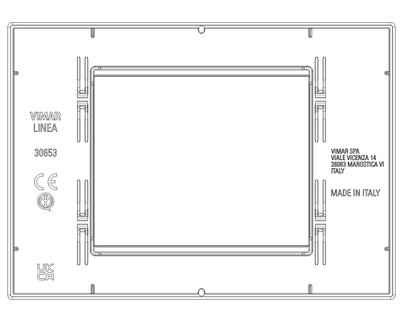 Placca 3 moduli, tecnopolimero, nero Vimar Linea 30653.02