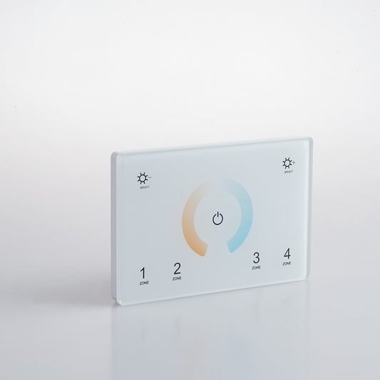 Wallpad RF 2.4G controllo CCT bianco dinamico 4 zone 2 canali 230V collegabile con protocollo DMX 512