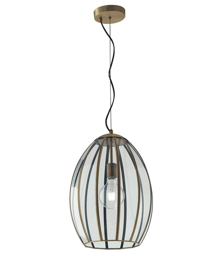 Sospensione in vetro trasparente finiture metallo ottone varie dimensioni 1XE27 non incl. CHESTER