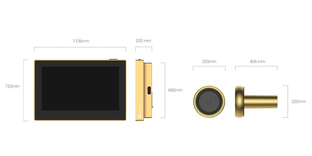 Spioncino digitale connesso per porta d'ingresso EZVIZ Hp2 - Silver- Oro
