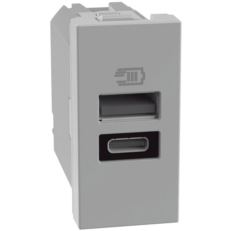 MATIX GO Caricatore USB 15W con 1 porta tipo A e tipo C grigio JG4191AC