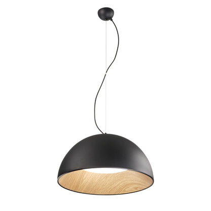 Sospensione LED COCO – Metallo con Interno Effetto Legno | D.50cm | 40W 5250lm CCT | Oro o Nero
