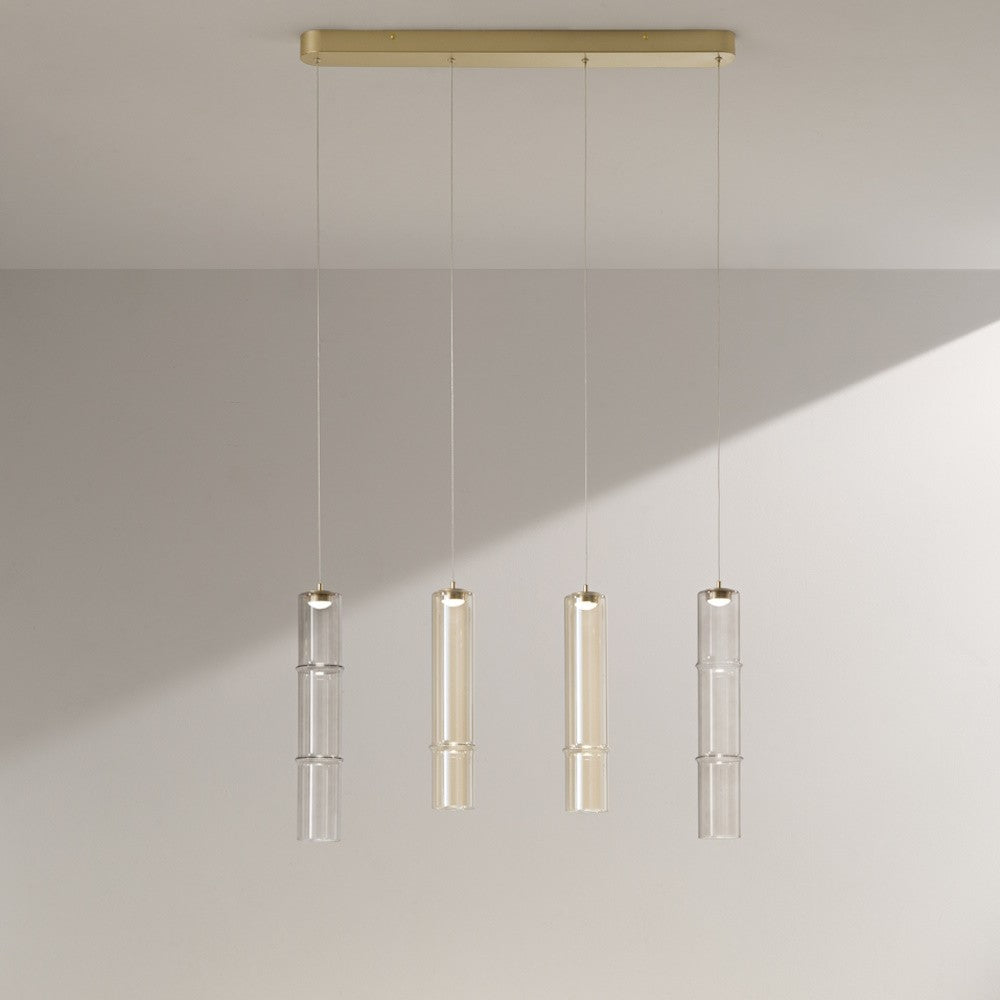 Sospensione componibilie in vetro Pirex - Pendente grigio a tubo 9X25cm. h