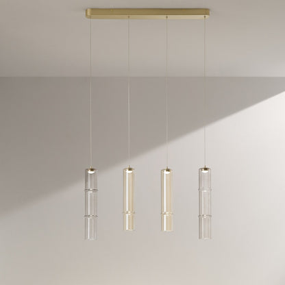 Sospensione componibilie in vetro Pirex - Pendente grigio a tubo 9X25cm. h