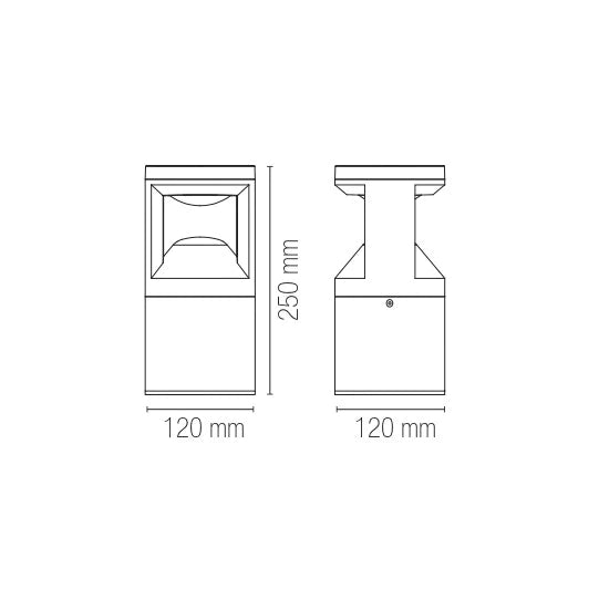 Palo per esterno IP65 in alluminio antracite o corten led integrato con regolazione luce 3000-4000°k WAMI