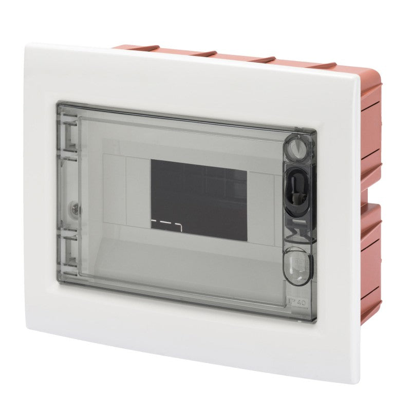 Tablou de distribuție Gewiss pentru montaj încastrat, fumuriu, 8 module, IP40 GW40604