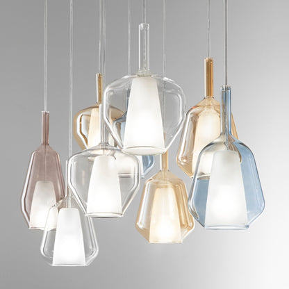 Lampa wisząca modułowa ze szkła dmuchanego, kula D.25cm 1xE27 bez żarówki. Pyrex