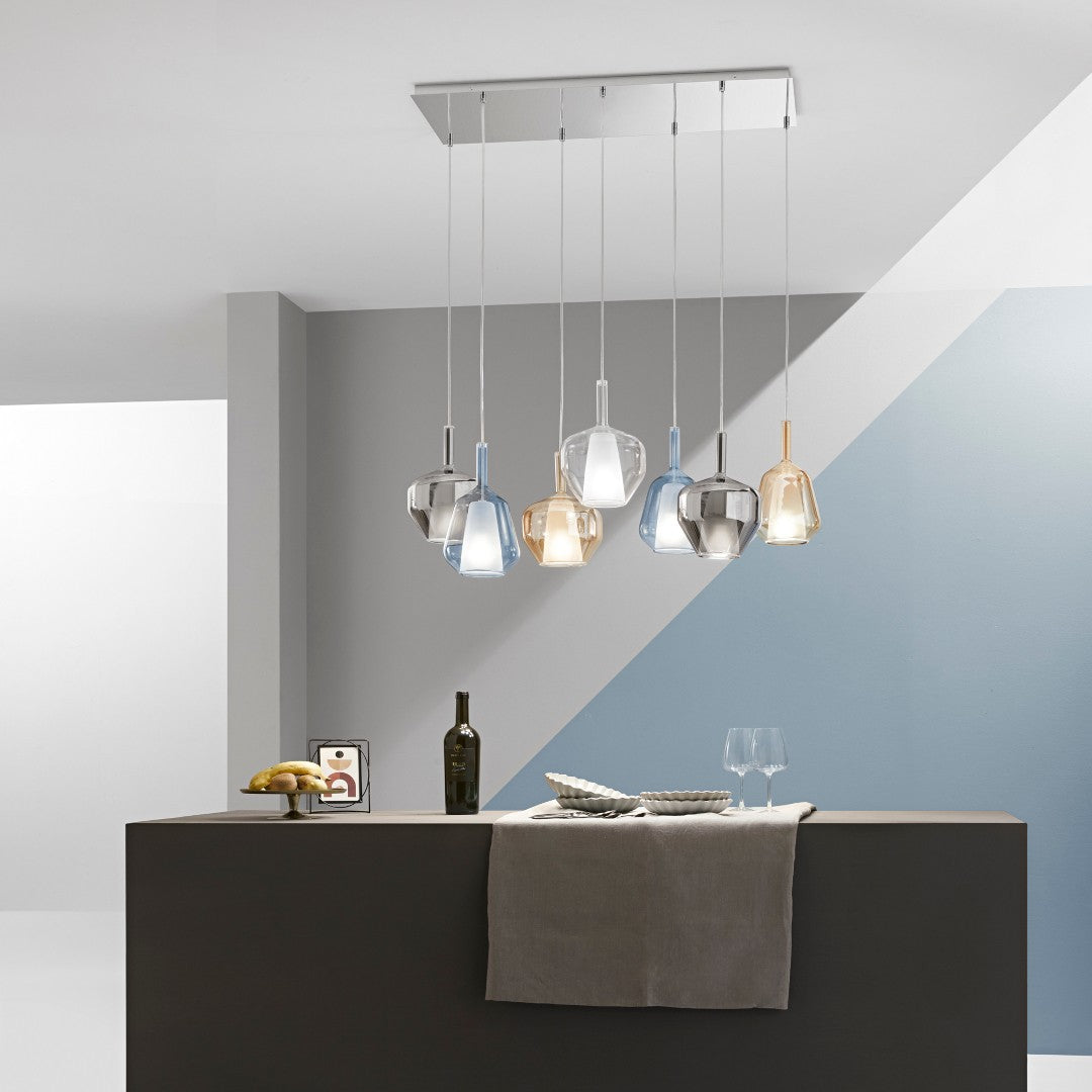 Lampa wisząca modułowa ze szkła dmuchanego śr. 20cm 1xE27 bez żarówki Pirex