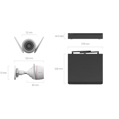 Kit Videosorveglianza 4 Telecamere 2K+ Esterno + NVR 8 Canali | Visione Notturna Colori AI Sirena | EZVIZ H3c