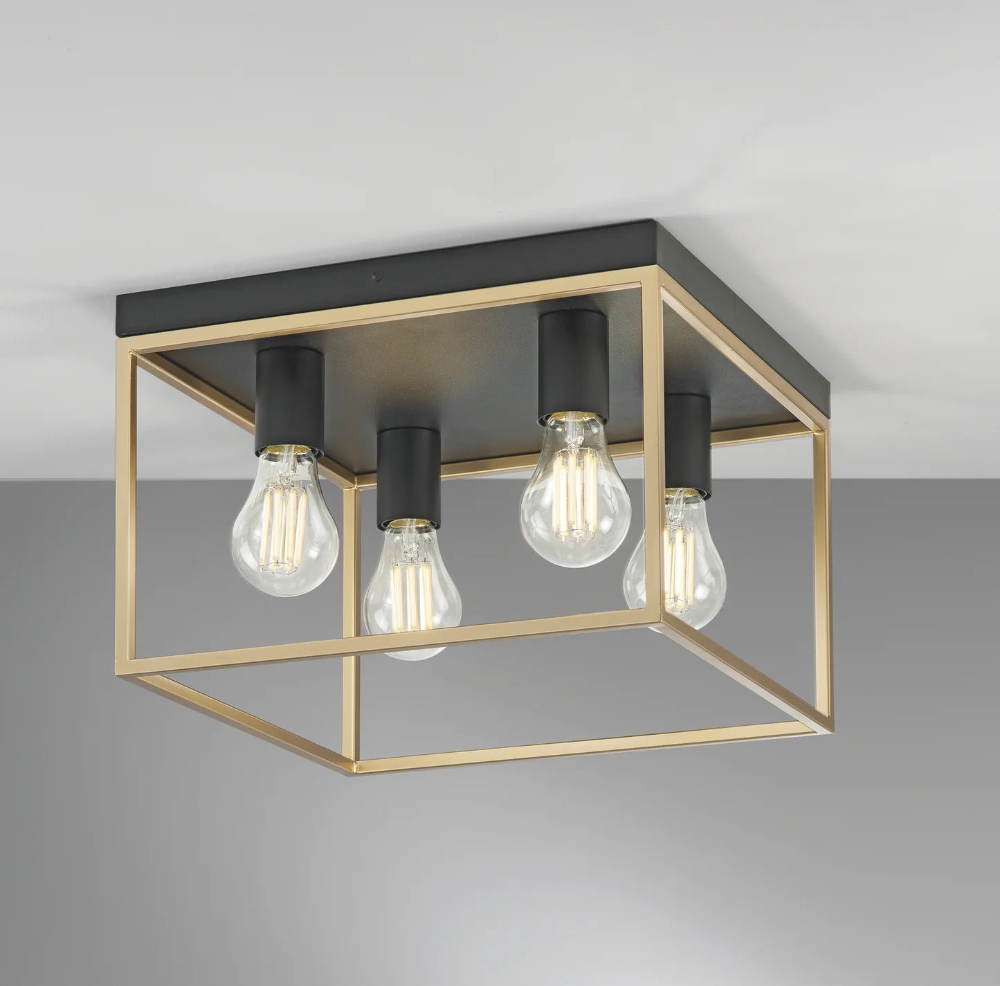 Plafoniera 4 luci metallo nero e oro satinato 4XE27 non incl. KIMERA
