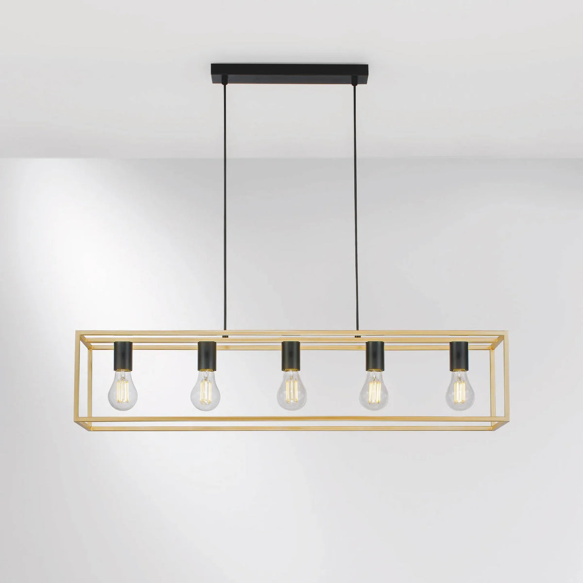 Sospensione 5 luci metallo nero e oro satinato 5XE27 non incl. KIMERA
