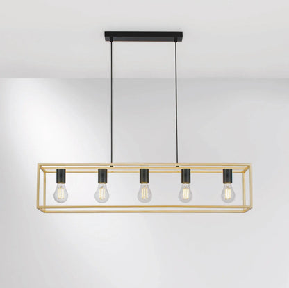 Sospensione 5 luci metallo nero e oro satinato 5XE27 non incl. KIMERA
