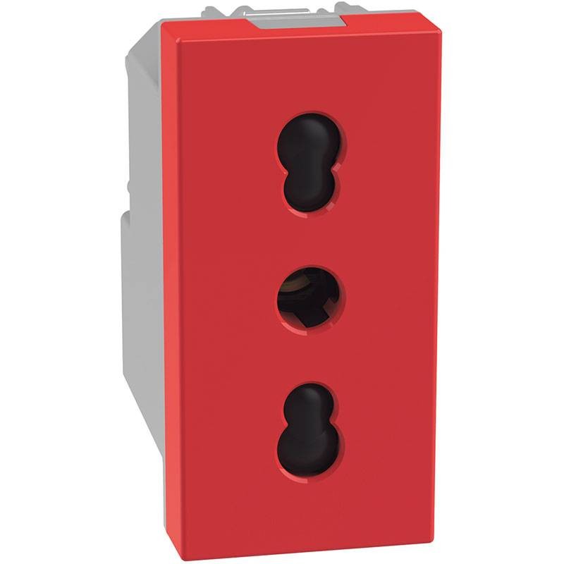 MATIX GO Presa di corrente bipasso 16A 2P+T P17/11 rossa J4180R