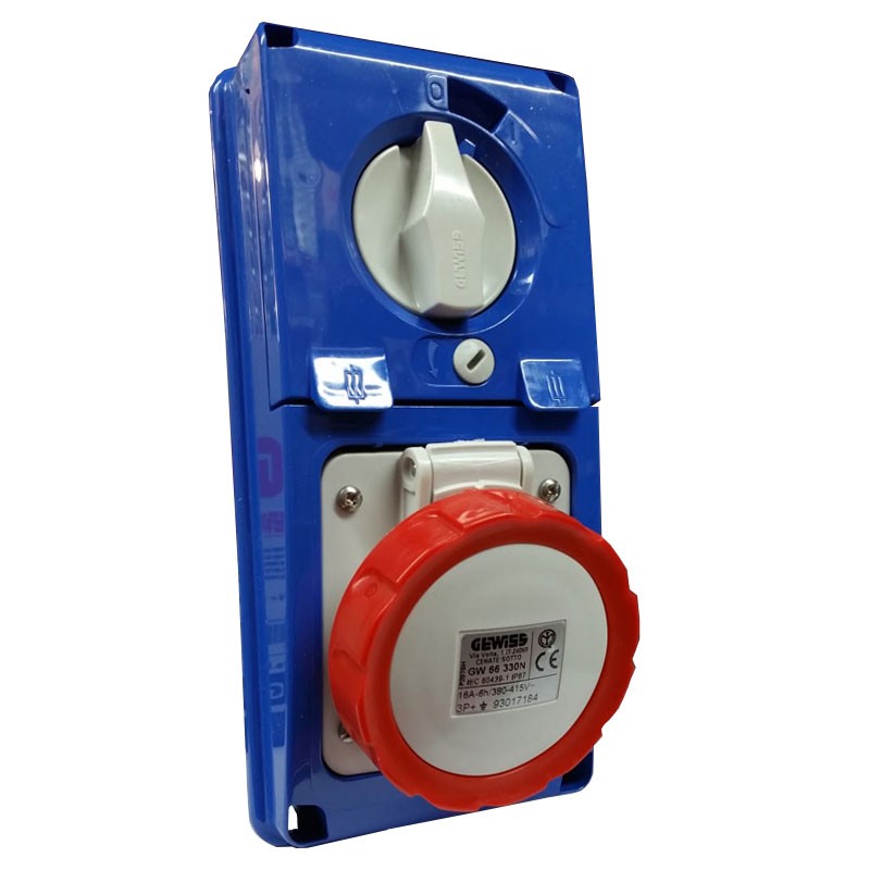 Priză blocată Gewiss verticală 3P+T 16A IP67 GW66330N