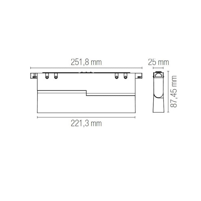 Lampada lineare orientabile su binario magnetica DAVINCI-SLIDE-20 finitura nera 10W