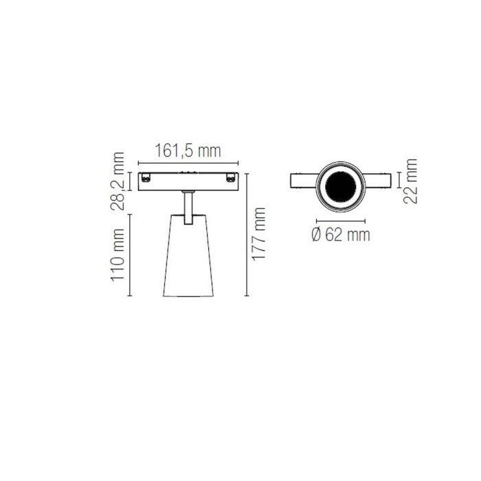 Proiettore a binario magnetico DAVINCI-TEMA 48V orientabile nero-bianco