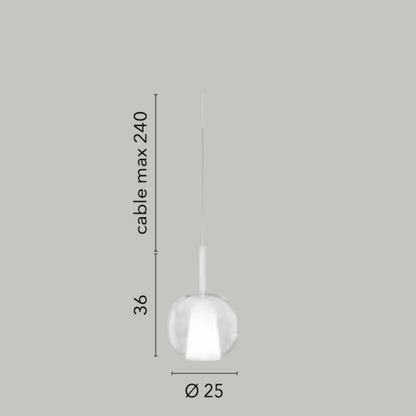 Lampa wisząca modułowa ze szkła dmuchanego, kula D.25cm 1xE27 bez żarówki. Pyrex