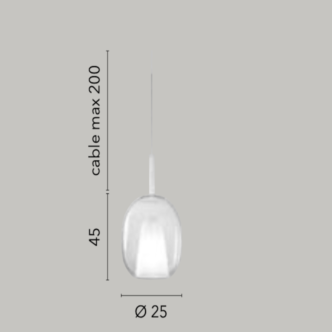 Sospensione componibile vetro soffiato ovale D.25cm 1XE27 non incl. Pirex