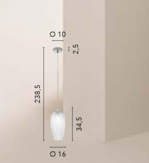 Sospensione in vetro lavorato con linee a spirale in grigio-ambra-trasparente 1XE27 non incl. MAJESTY