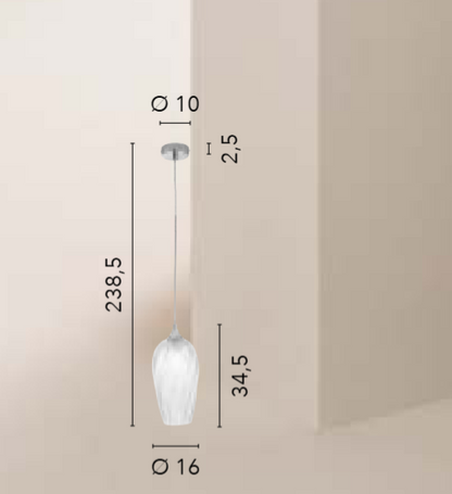 Szklana lampa wisząca obrabiana ręcznie z liniami spiralnymi w kolorze szaro-bursztynowo-przezroczystym 1xE27 brak w zestawie MAJESTY