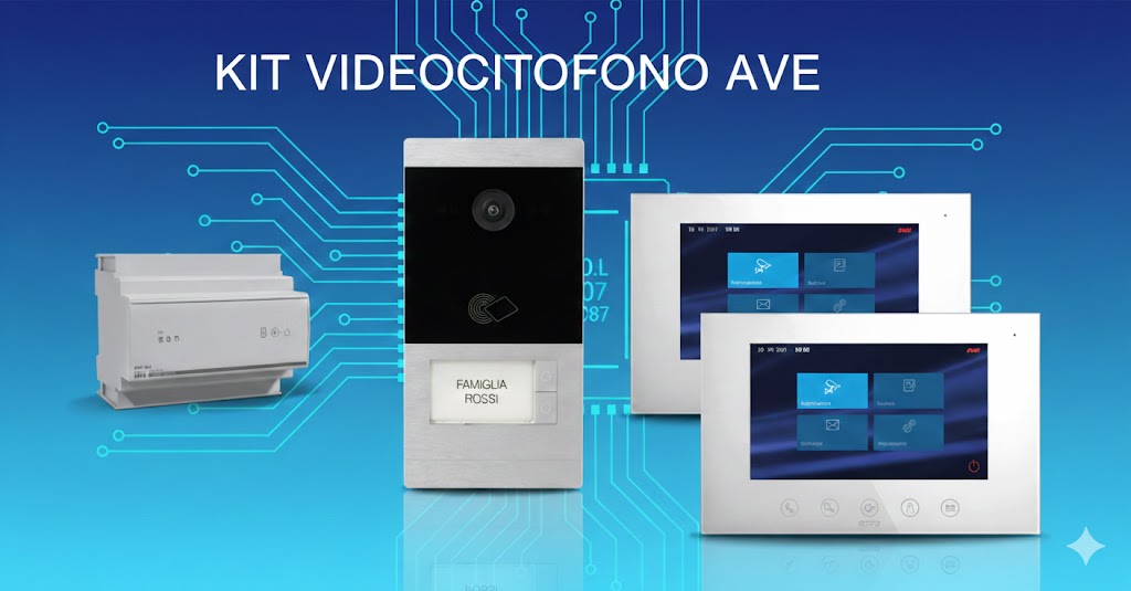 KIT VIDEO INTERFON CU 2 FAMILII, CU 2 MONITOARE TOUCHSCREEN 7" AVE KV01-2PIT7BAP