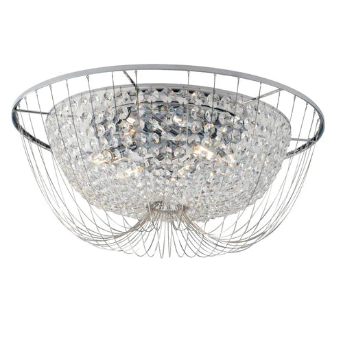 Plafoniera 6 luci in cristalli K9 metallo cromo D.60cm 6XE14 non incl. VIENNA