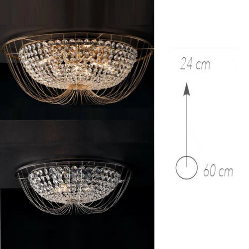Plafoniera 6 luci in cristalli K9 metallo cromo D.60cm 6XE14 non incl. VIENNA